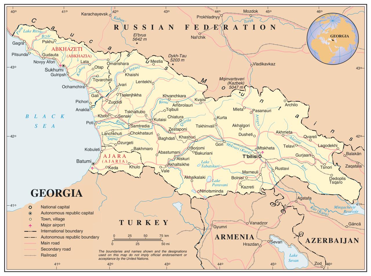 Maps of Georgia | Detailed map of Georgia in English | Tourist map of ...